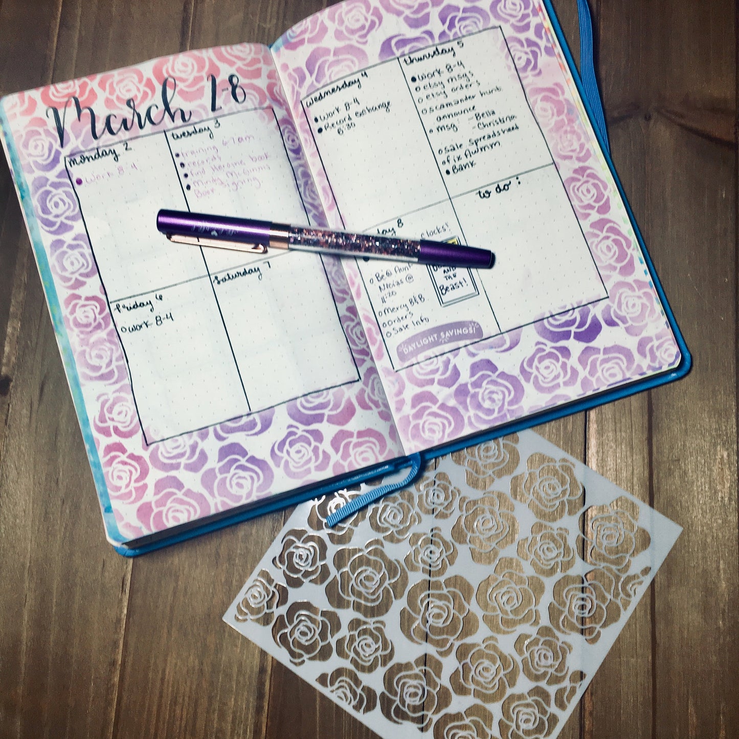 Rose pattern stencil /Inking cover  Planner/Bullet Journal/Art Journal/Inking Stencil