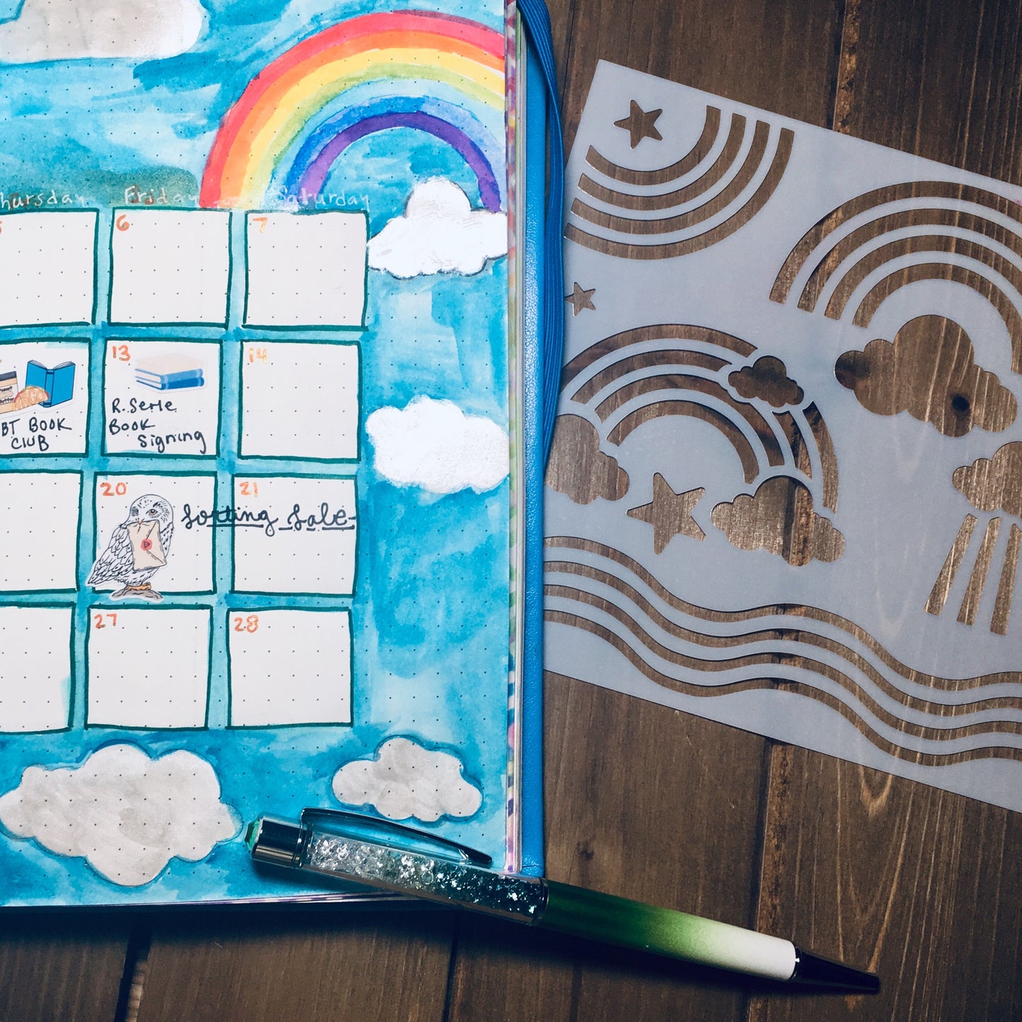 Rainbow stencil /Inking cover  Planner/Bullet Journal/Art Journal/Inking Stencil