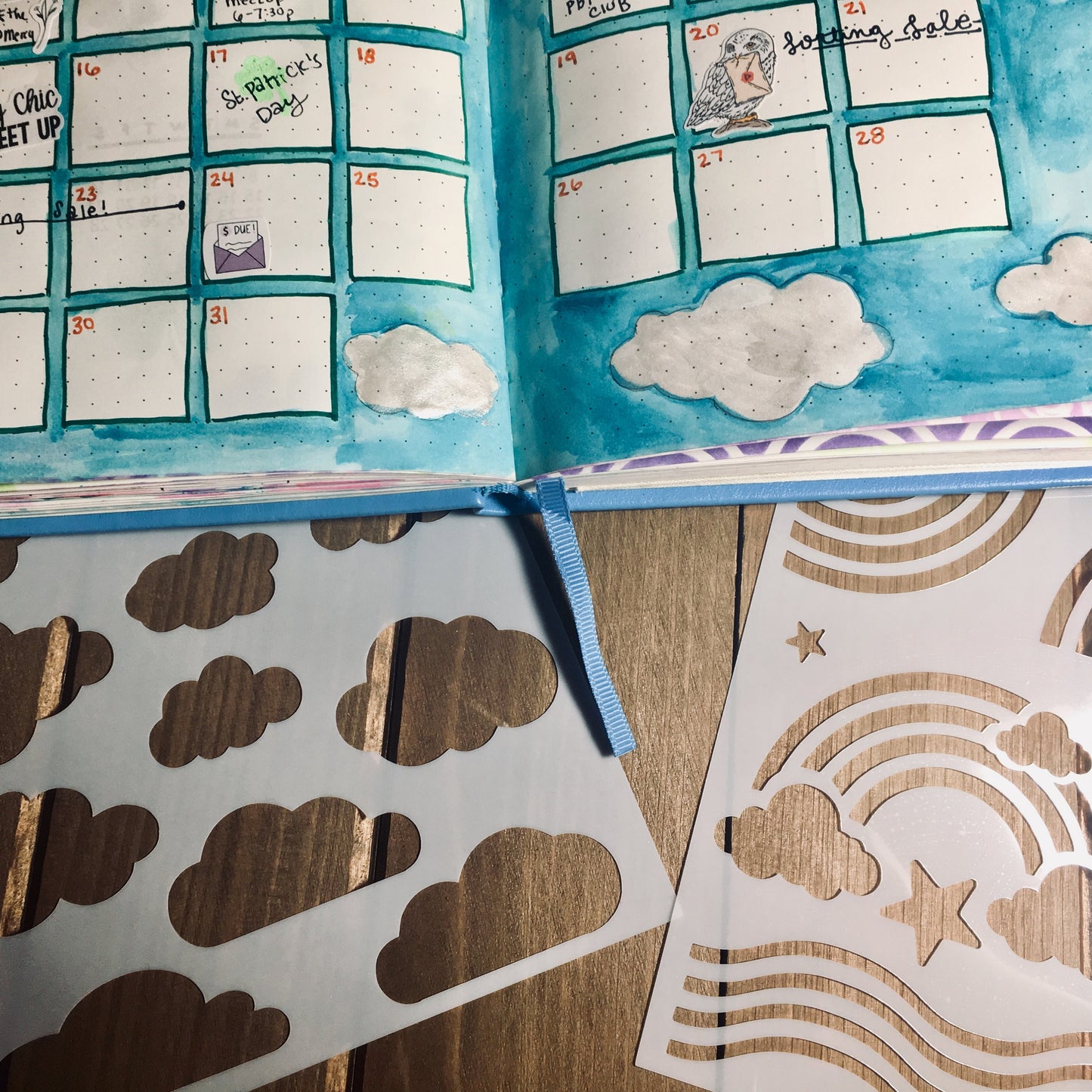 Clouds stencil /Inking cover Planner/Bullet Journal/Art Journal/Inking Stencil
