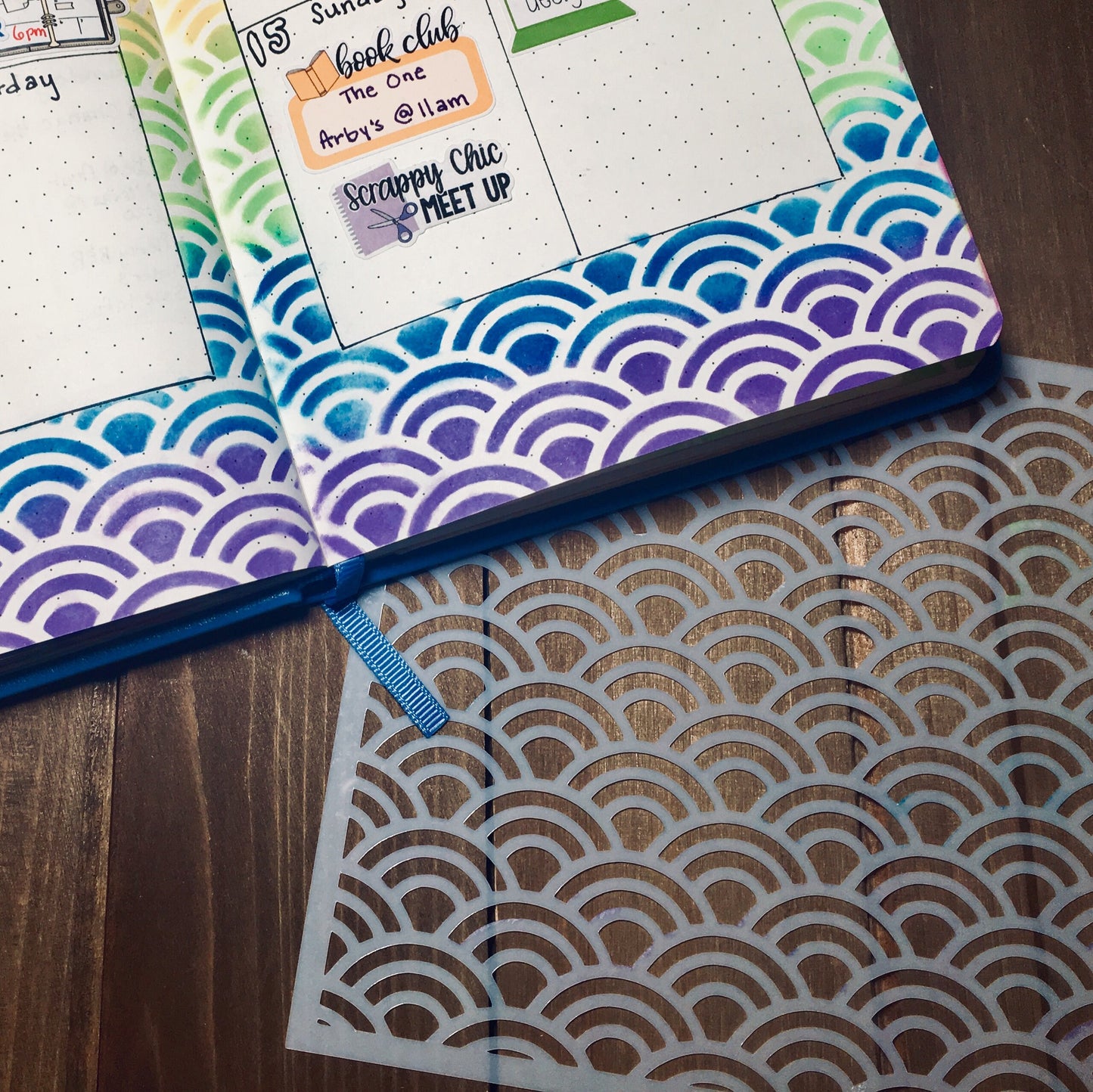 Rainbow scales stencil /Inking cover  Planner/Bullet Journal/Art Journal/Inking Stencil