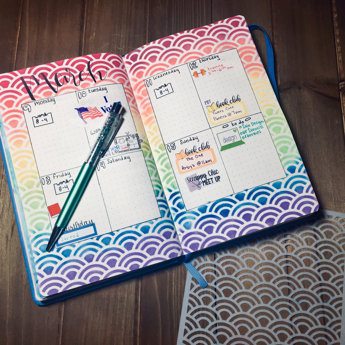 Rainbow scales stencil /Inking cover  Planner/Bullet Journal/Art Journal/Inking Stencil