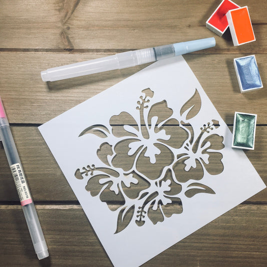 Hibiscus 3 Stencil /Inking cover  Planner/Bullet Journal/Art Journal/Inking Stencil