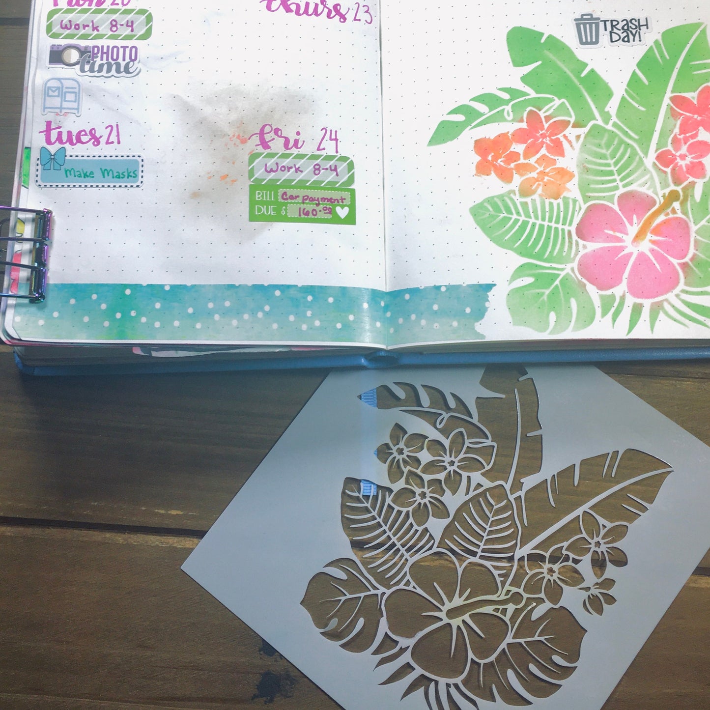 Tropical Flower Stencil /Inking cover  Planner/Bullet Journal/Art Journal/Inking Stencil