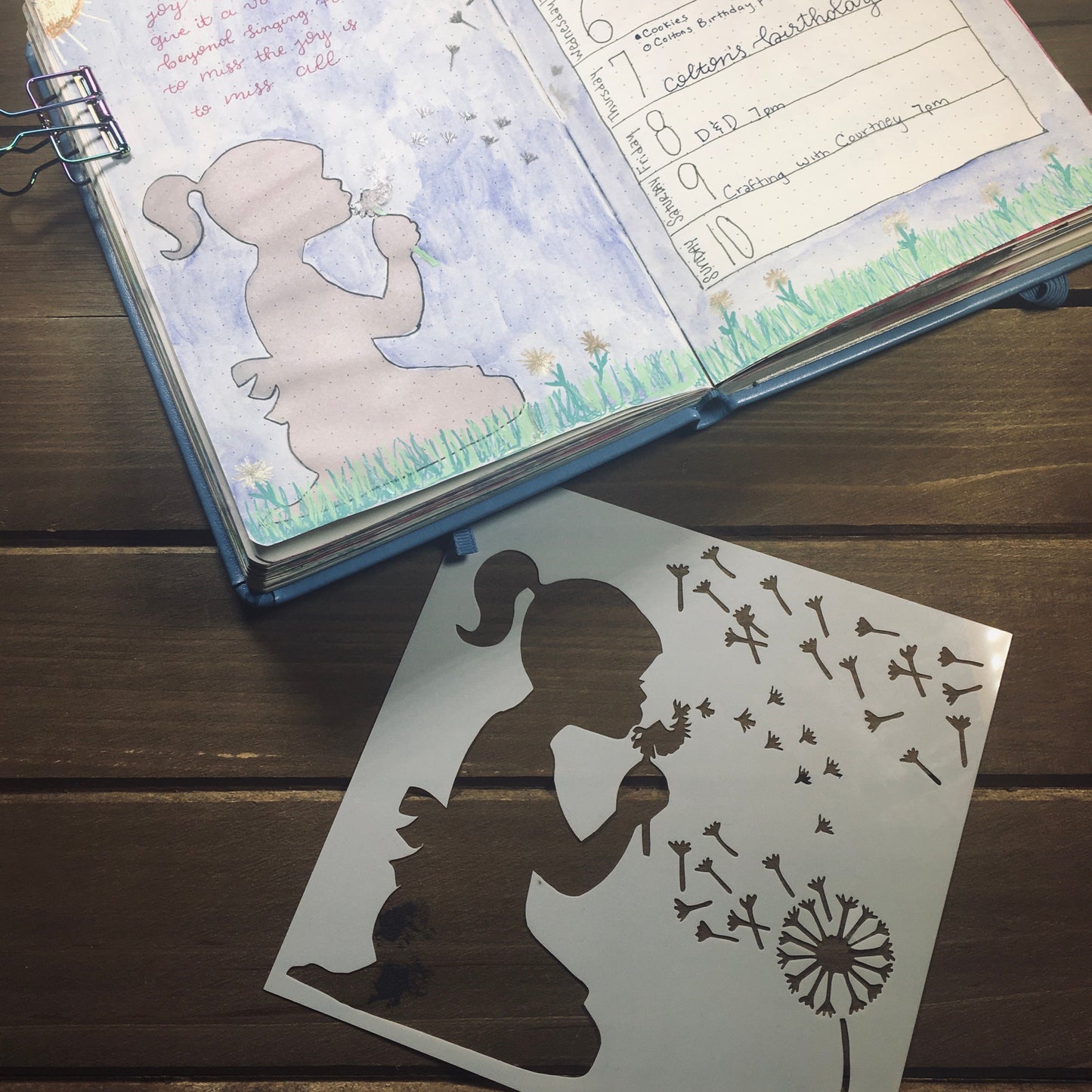 Dandelion Wishes Stencil /Inking cover  Planner/Bullet Journal/Art Journal/Inking Stencil
