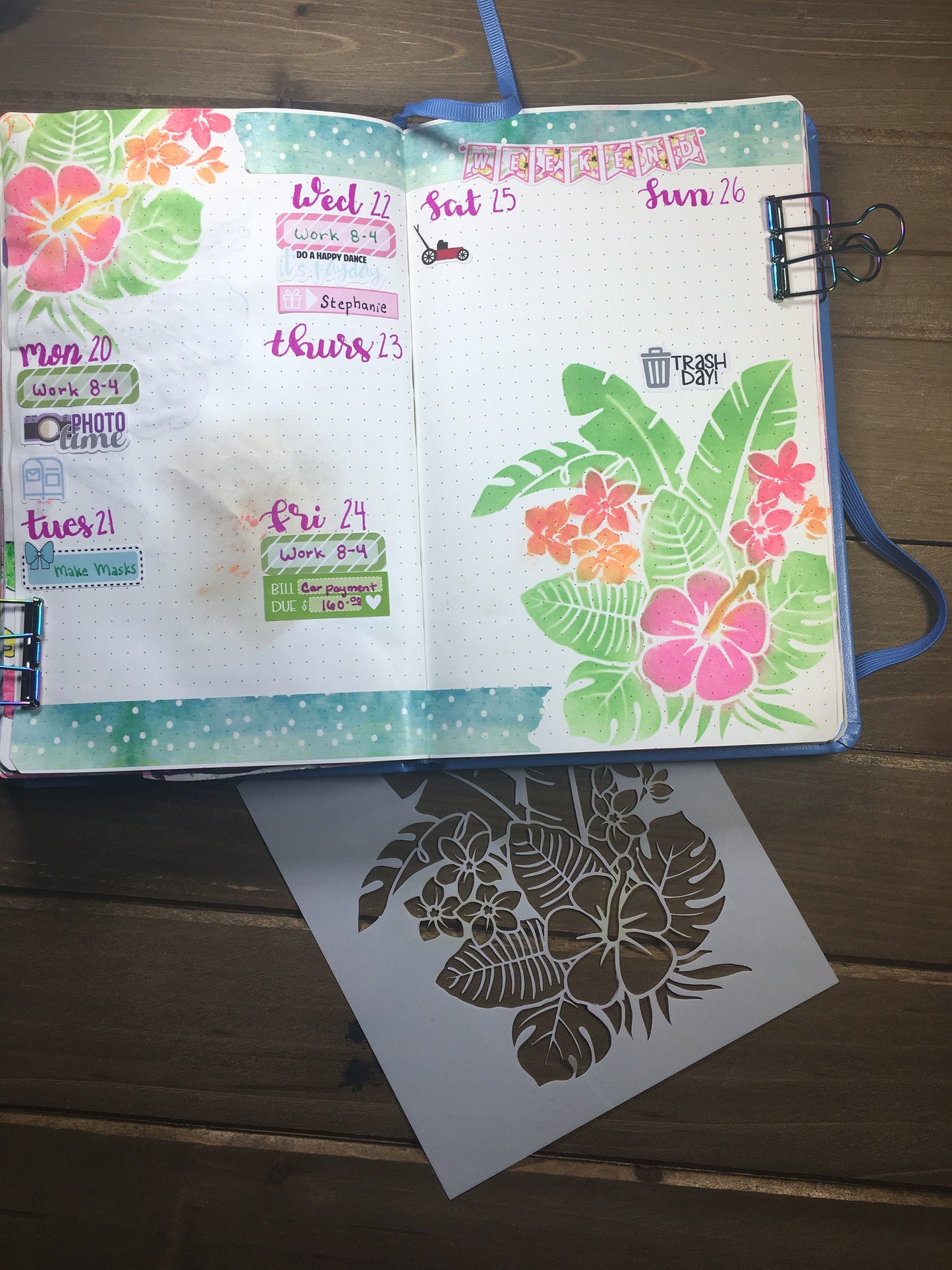 Tropical Flower Stencil /Inking cover  Planner/Bullet Journal/Art Journal/Inking Stencil