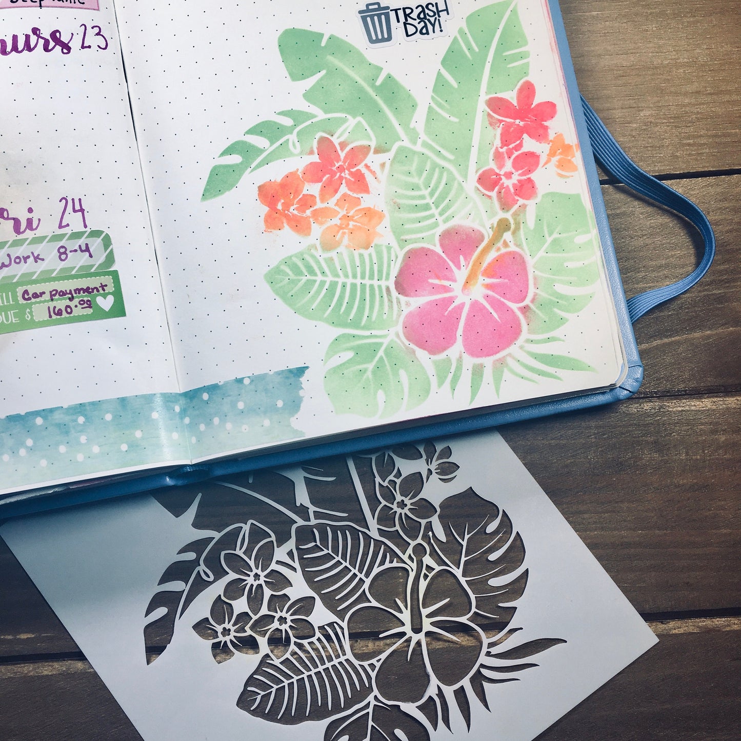 Tropical Flower Stencil /Inking cover  Planner/Bullet Journal/Art Journal/Inking Stencil