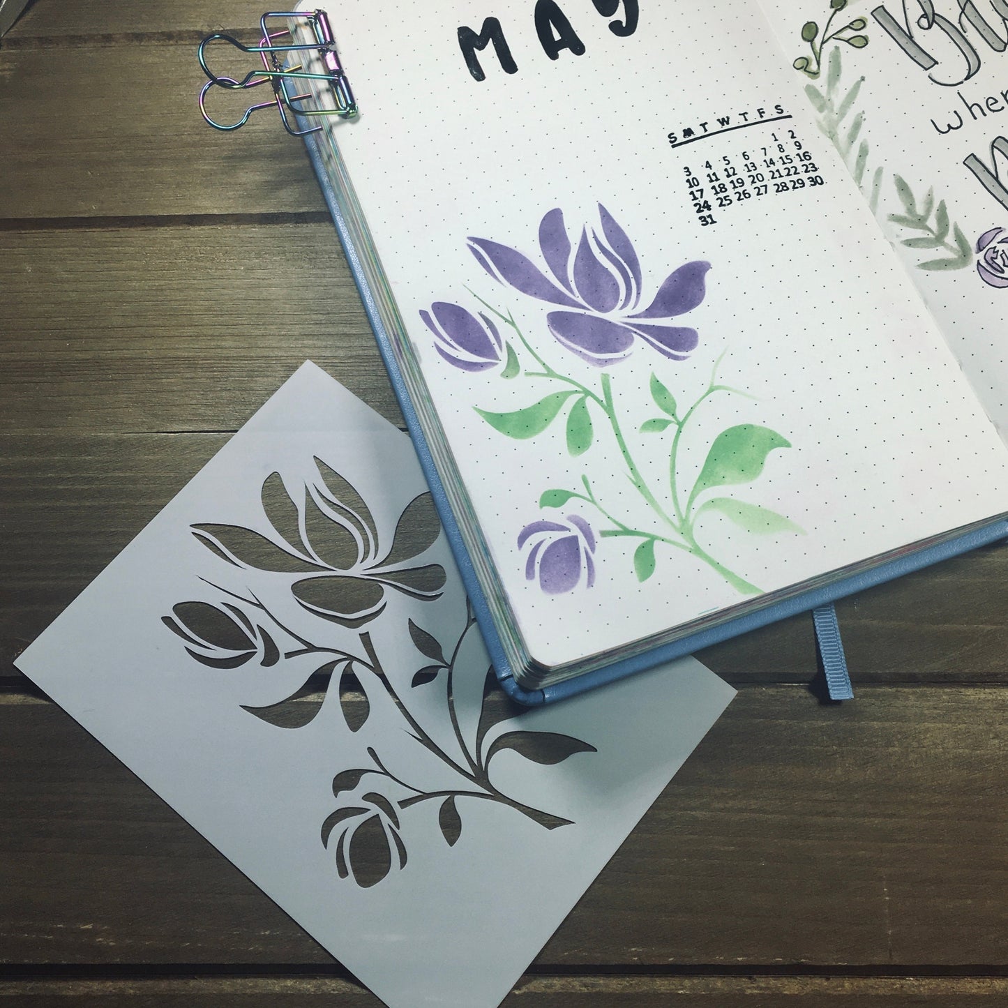 Magnolia Stencil /Inking cover  Planner/Bullet Journal/Art Journal/Inking Stencil
