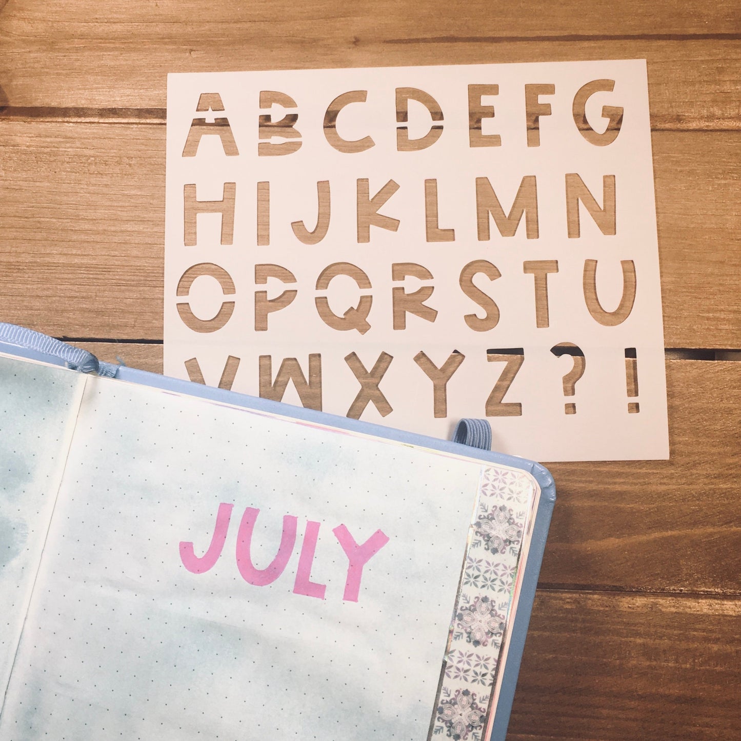 Bloom Upper Case Font Stencil /Inking cover Planner/Bullet Journal/Art Journal/Inking Stencil
