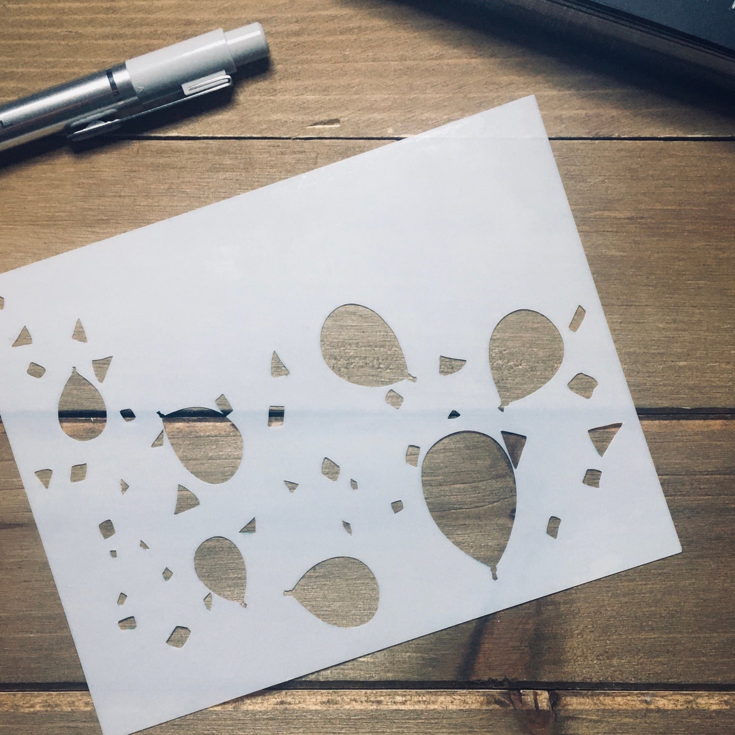 Balloons & Confetti Stencil /Inking cover  Planner/Bullet Journal/Art Journal/Inking Stencil
