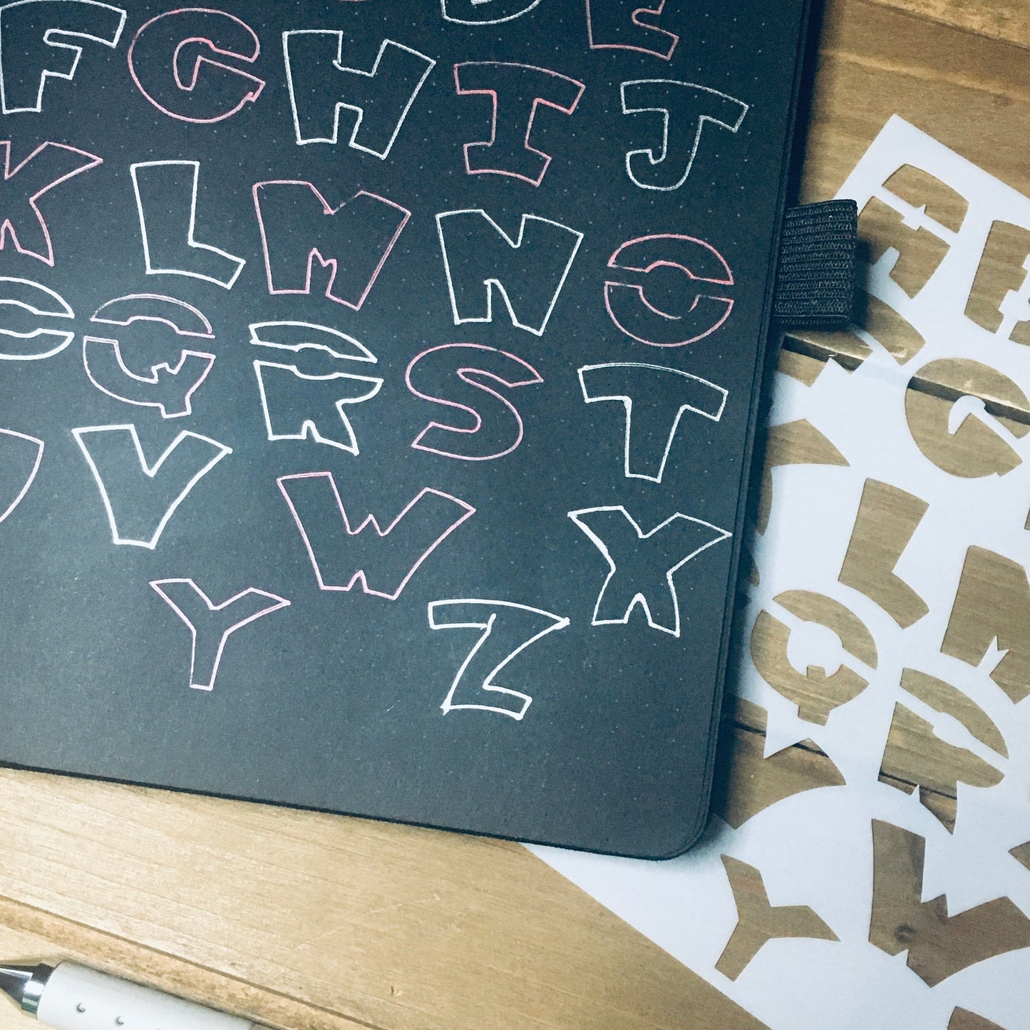 Curved Font Stencil /Inking cover Planner/Bullet Journal/Art Journal/Inking Stencil