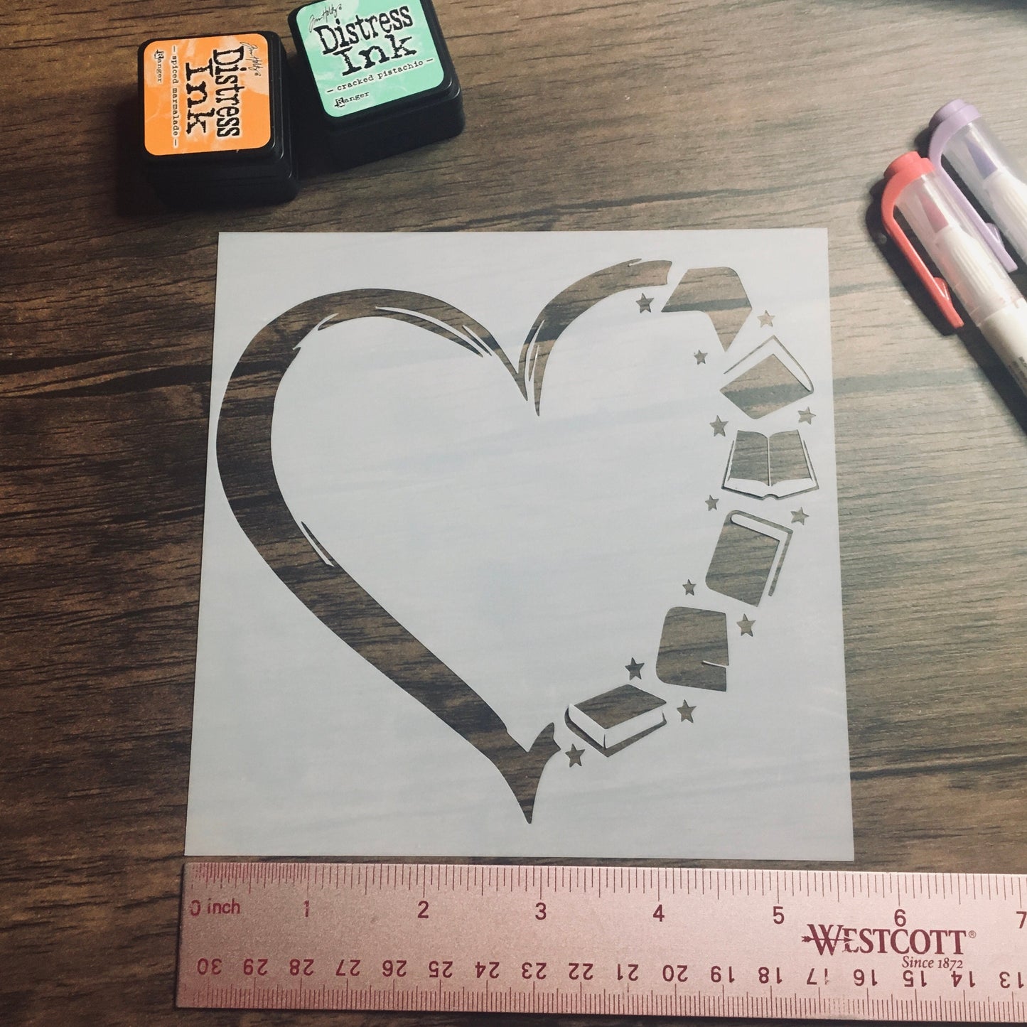 Book Love Stencil /Inking cover Planner/Bullet Journal/Art Journal/Inking Stencil Reading