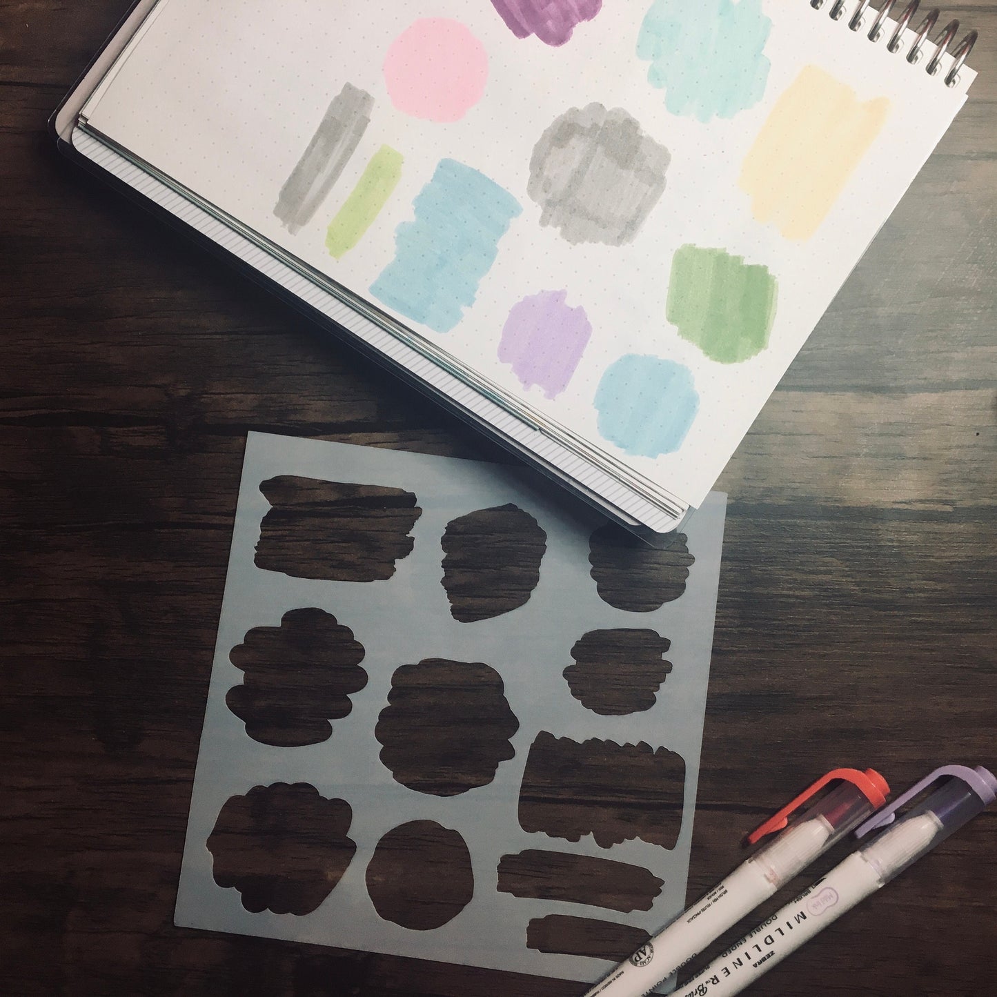 Brush Boxes Stencil /Inking cover Planner/Bullet Journal/Art Journal/Inking Stencil