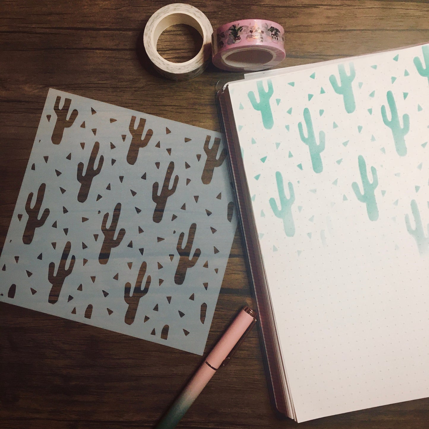 Cactus Pattern Stencil /Inking cover  Planner/Bullet Journal/Art Journal/Inking Stencil