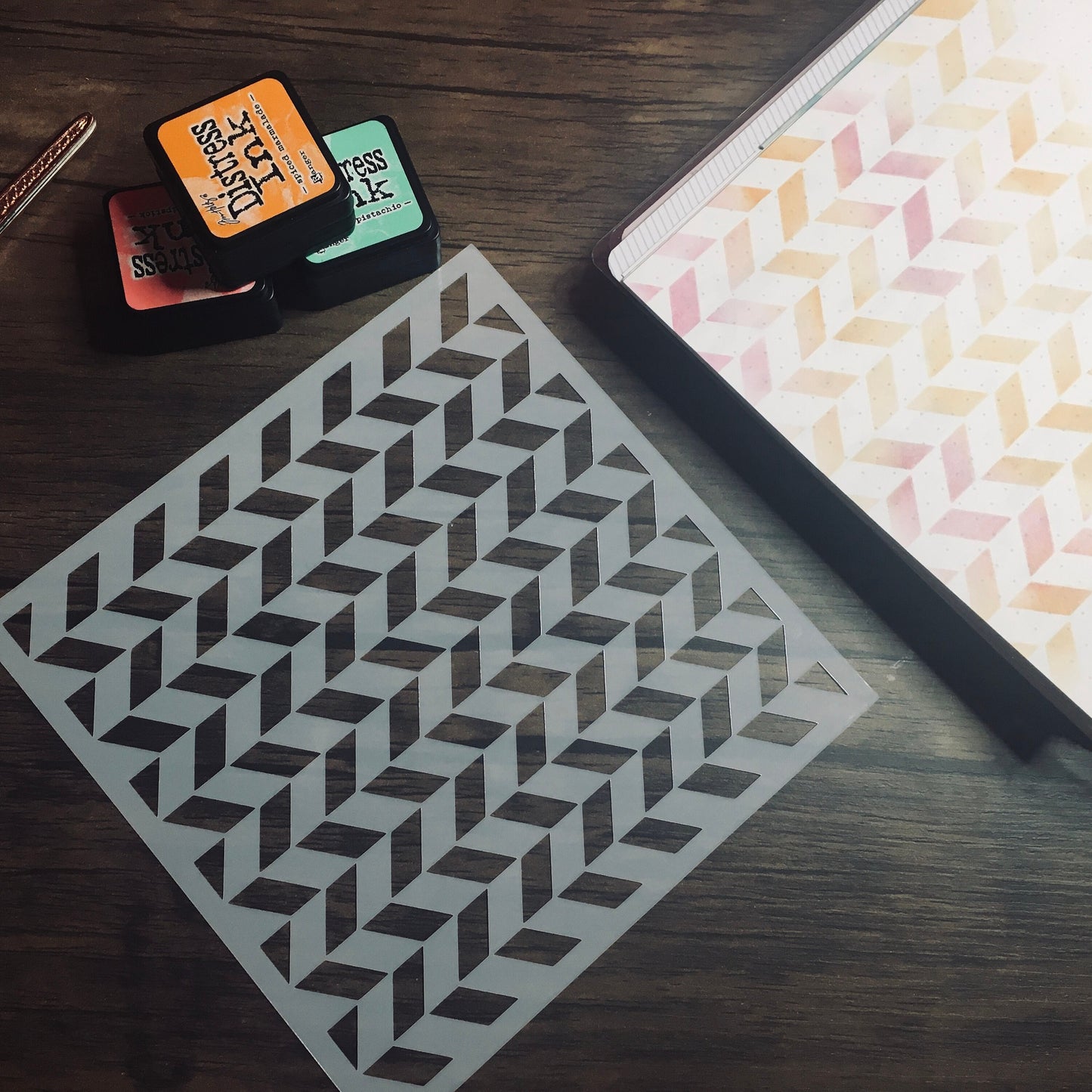Herringbone Pattern Stencil /Inking cover  Planner/Bullet Journal/Art Journal/Inking Stencil