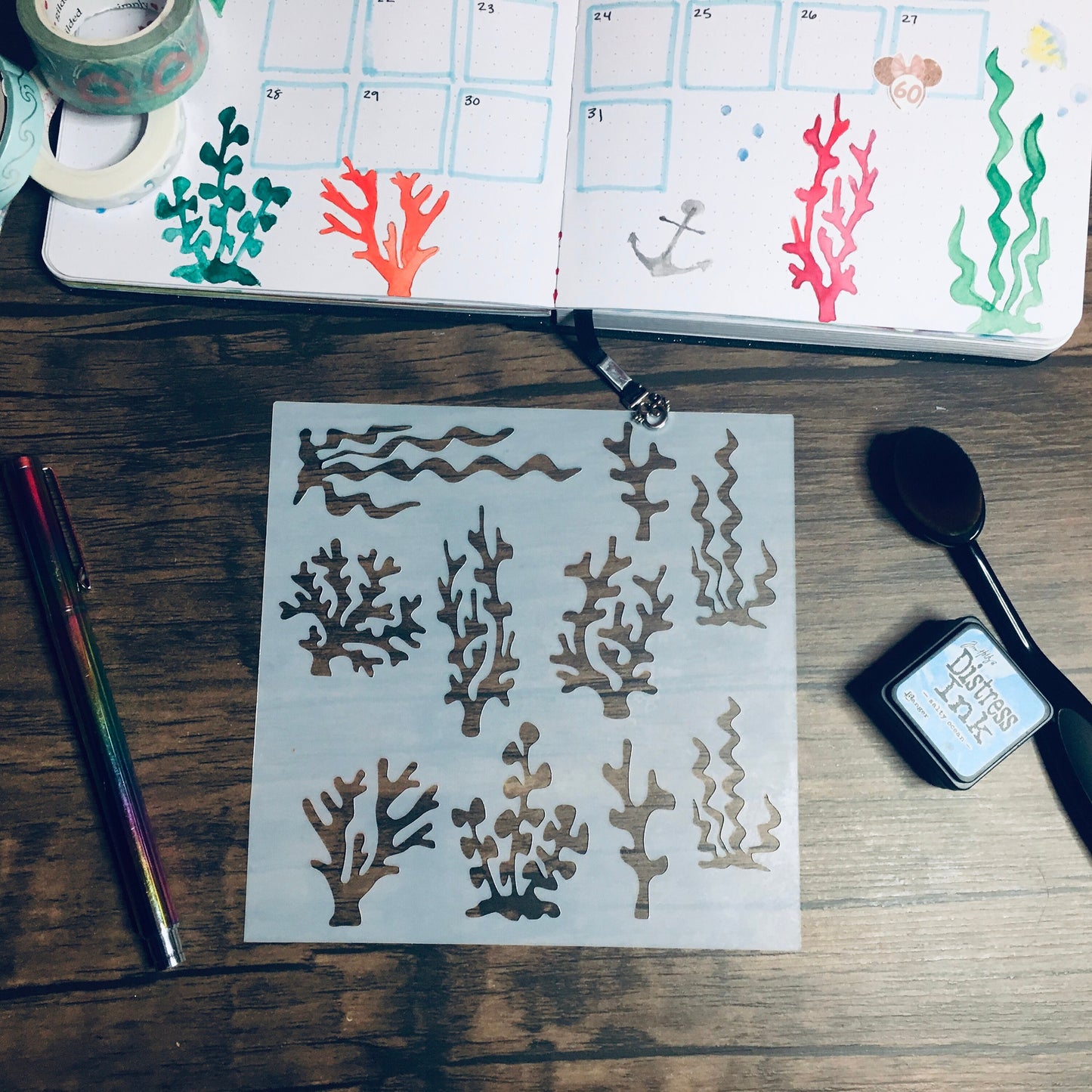 Coral Stencil Stencil /Inking cover Planner/Bullet Journal/Art Journal/Inking Stencil Ocean