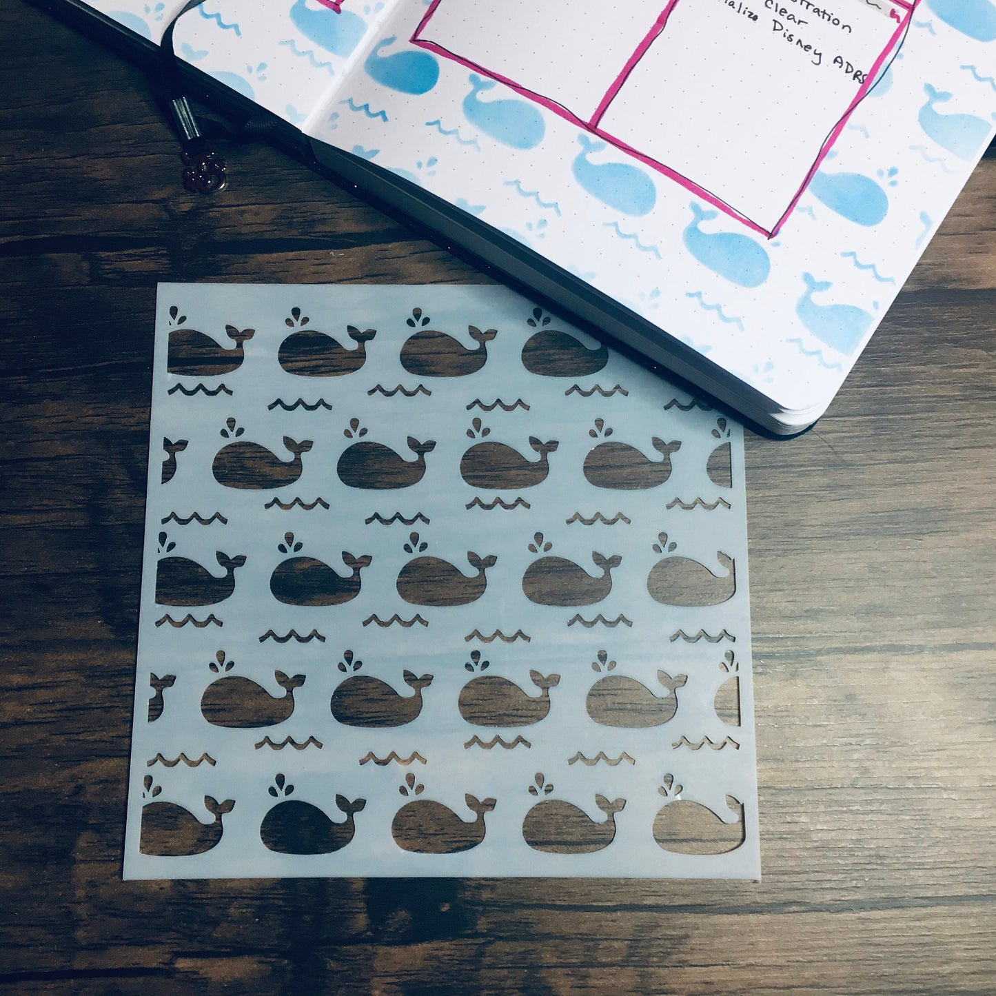 Whale Pattern Stencil /Inking cover  Planner/Bullet Journal/Art Journal/Inking Stencil Ocean