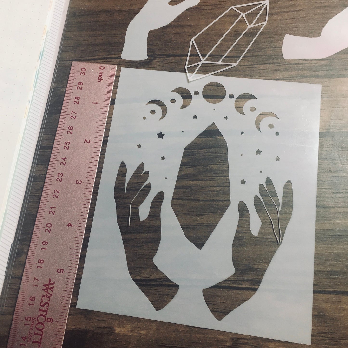 Crystal Moon 4 piece Stencil set/Inking cover Planner/Bullet Journal/Art Journal/Inking Stencil