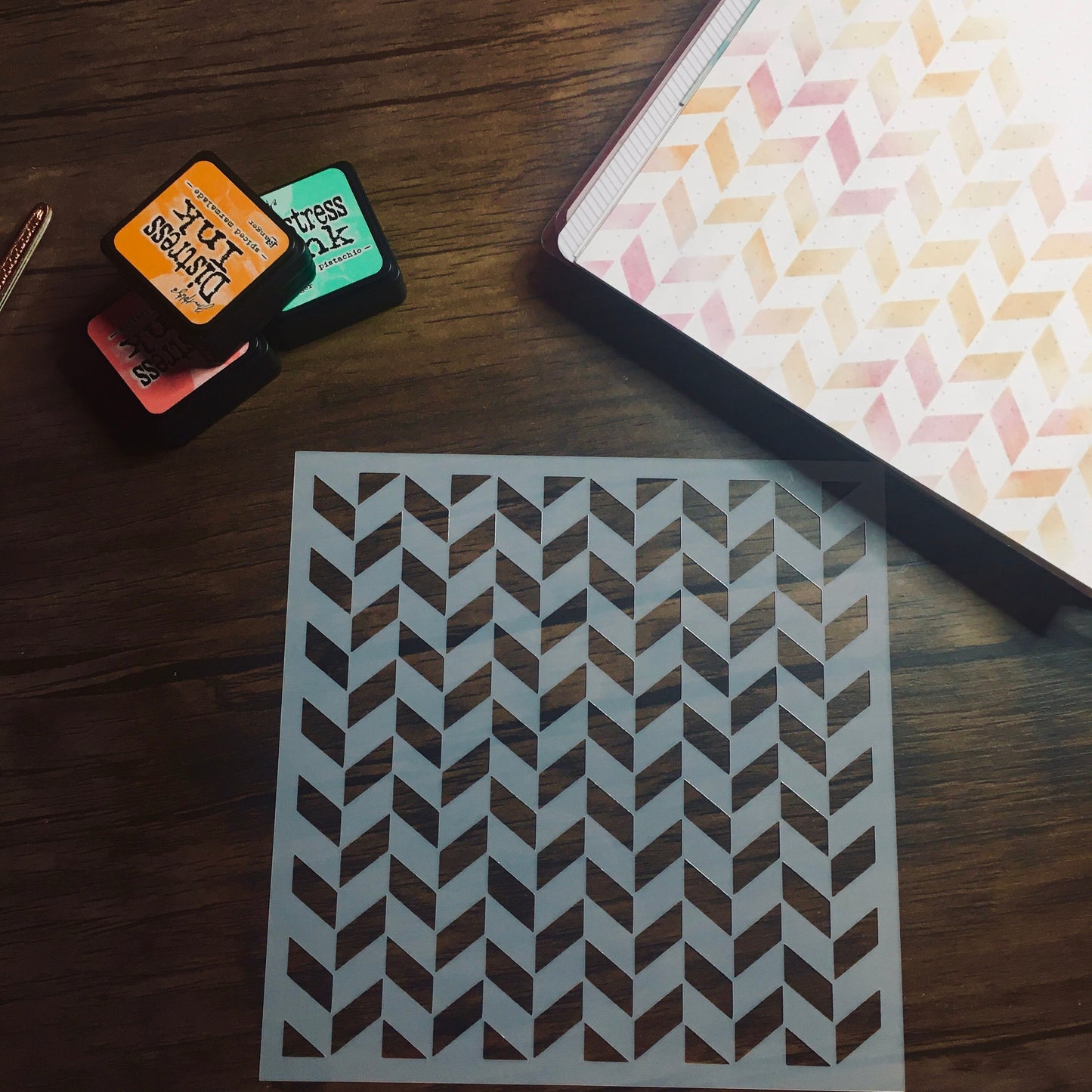 Herringbone Pattern Stencil /Inking cover  Planner/Bullet Journal/Art Journal/Inking Stencil
