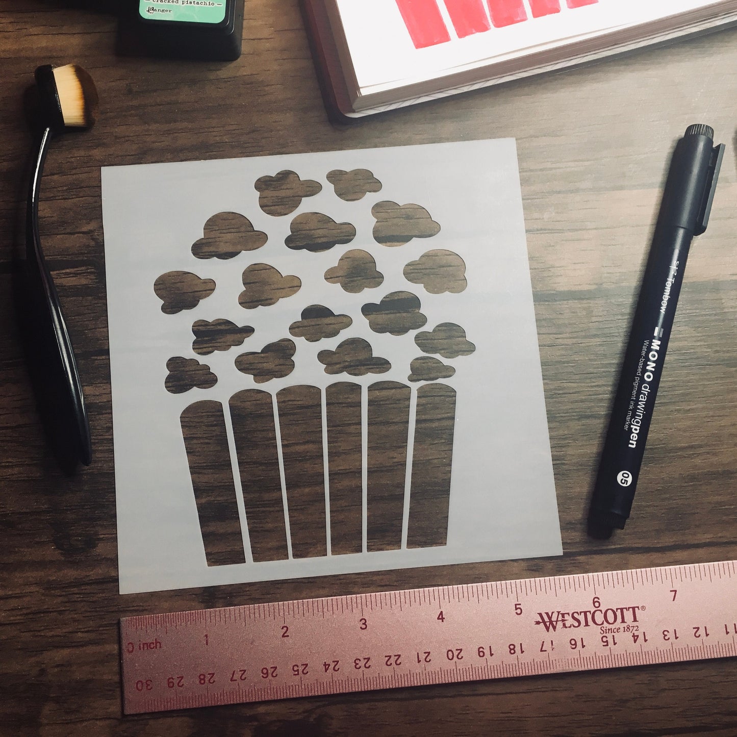Popcorn Bucket Stencil /Inking cover Planner/Bullet Journal/Art Journal/Inking Stencil