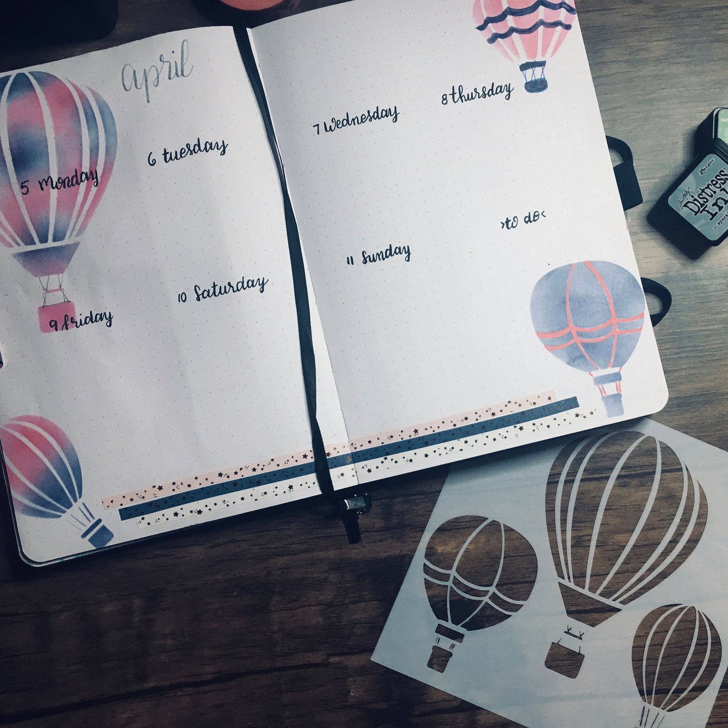 Hot Air Balloons Stencil /Inking cover  Planner/Bullet Journal/Art Journal/Inking Stencil