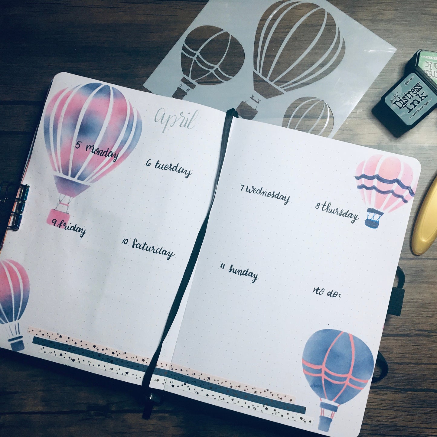 Hot Air Balloons Stencil /Inking cover  Planner/Bullet Journal/Art Journal/Inking Stencil