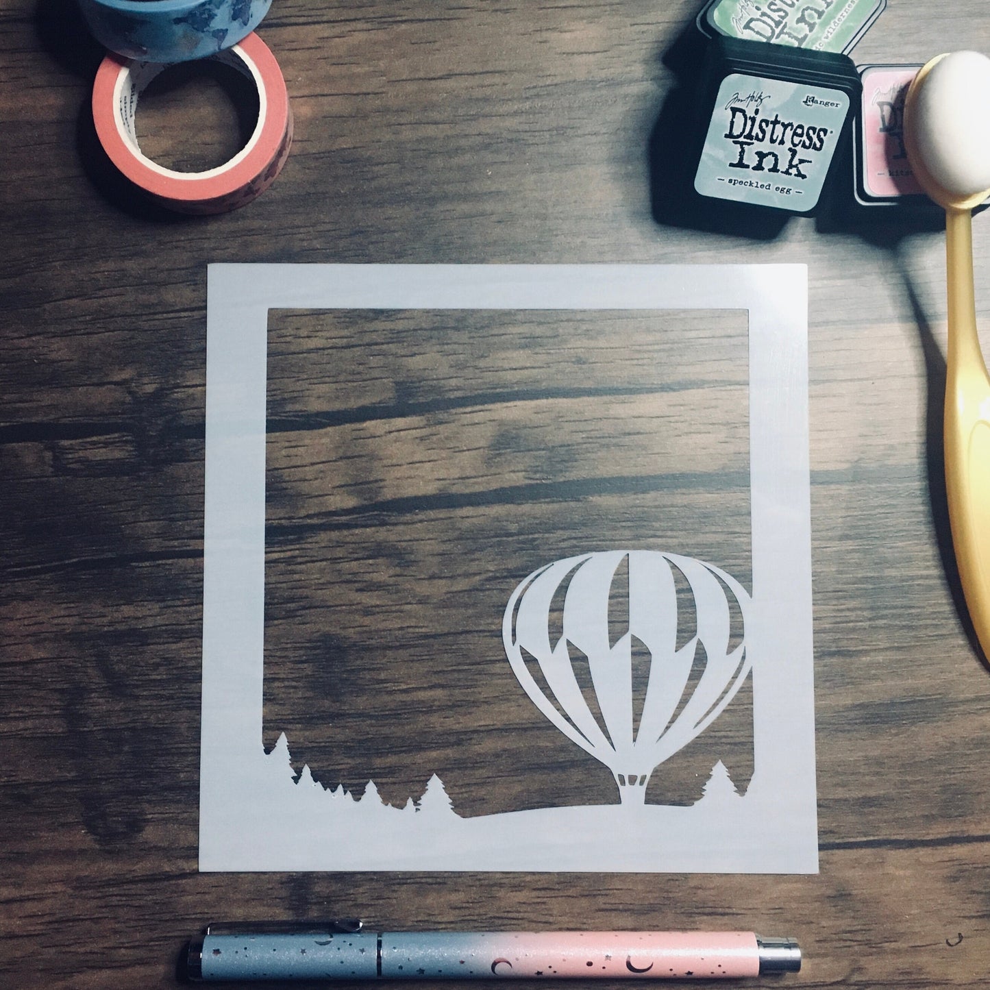 Hot Air Balloons Scene builder set (5 stencils or buy each separately!) /Inking cover  Planner/Bullet Journal/Art Journal/Inking Stencil