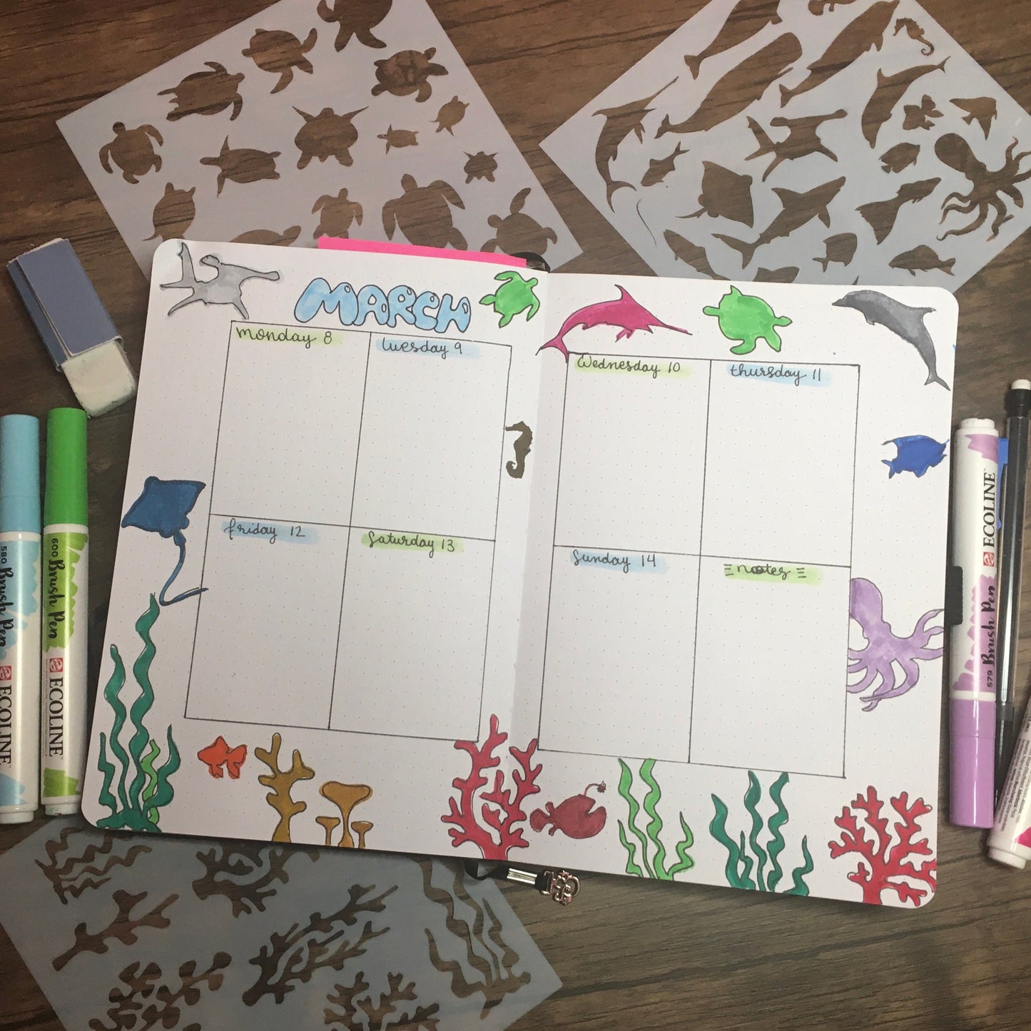 Coral Stencil Stencil /Inking cover Planner/Bullet Journal/Art Journal/Inking Stencil Ocean