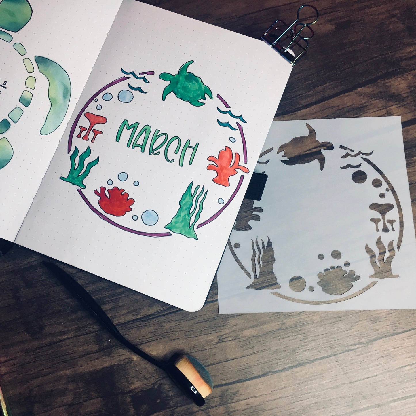 Reef Wreath Stencil /Inking cover  Planner/Bullet Journal/Art Journal/Inking Stencil Ocean