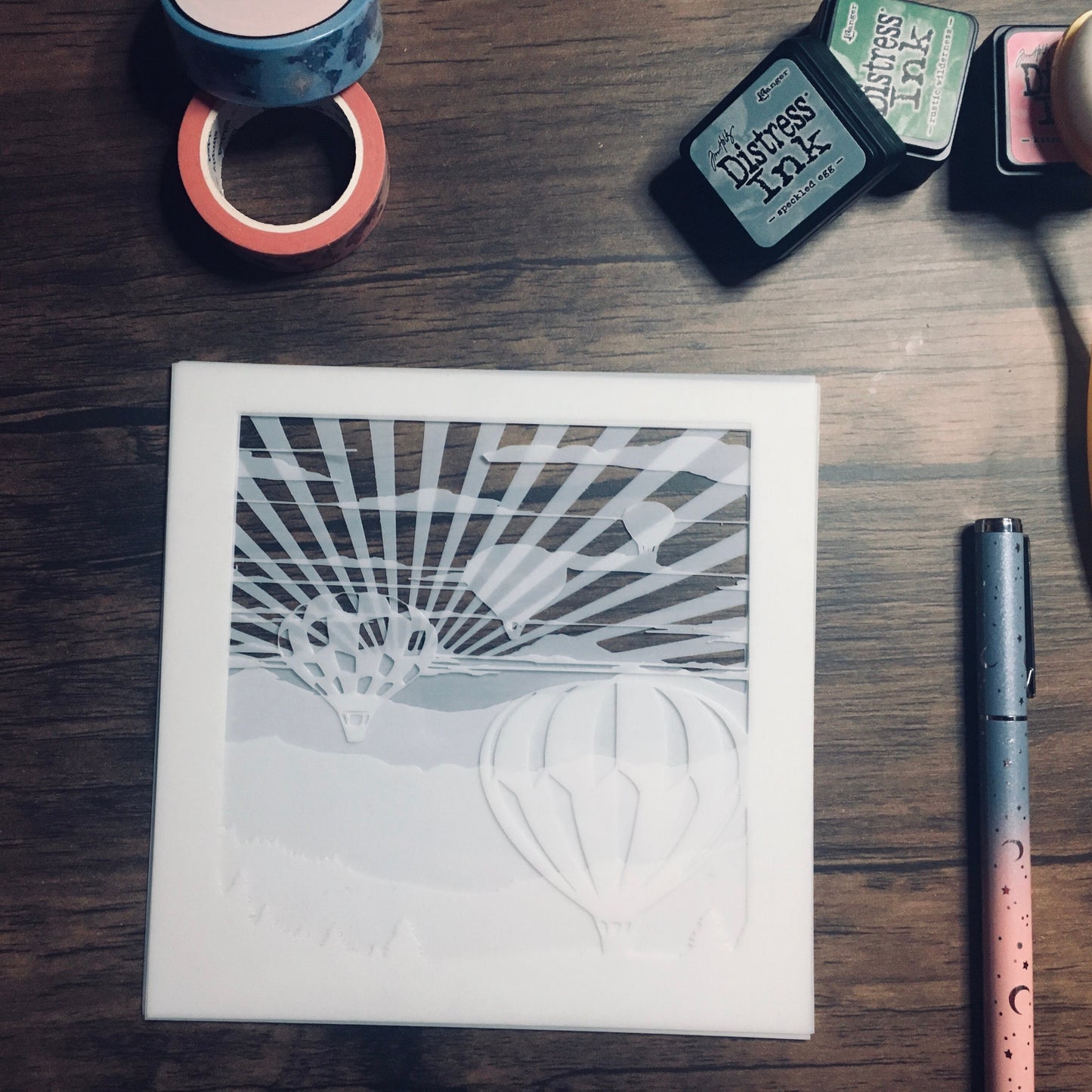 Hot Air Balloons Scene builder set (5 stencils or buy each separately!) /Inking cover  Planner/Bullet Journal/Art Journal/Inking Stencil