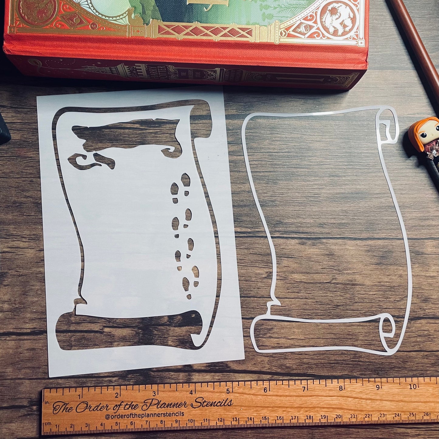 Scroll footprints 3 piece Layout Stencil /Inking cover Planner/Bullet Journal/Art Journal/Inking Stencil
