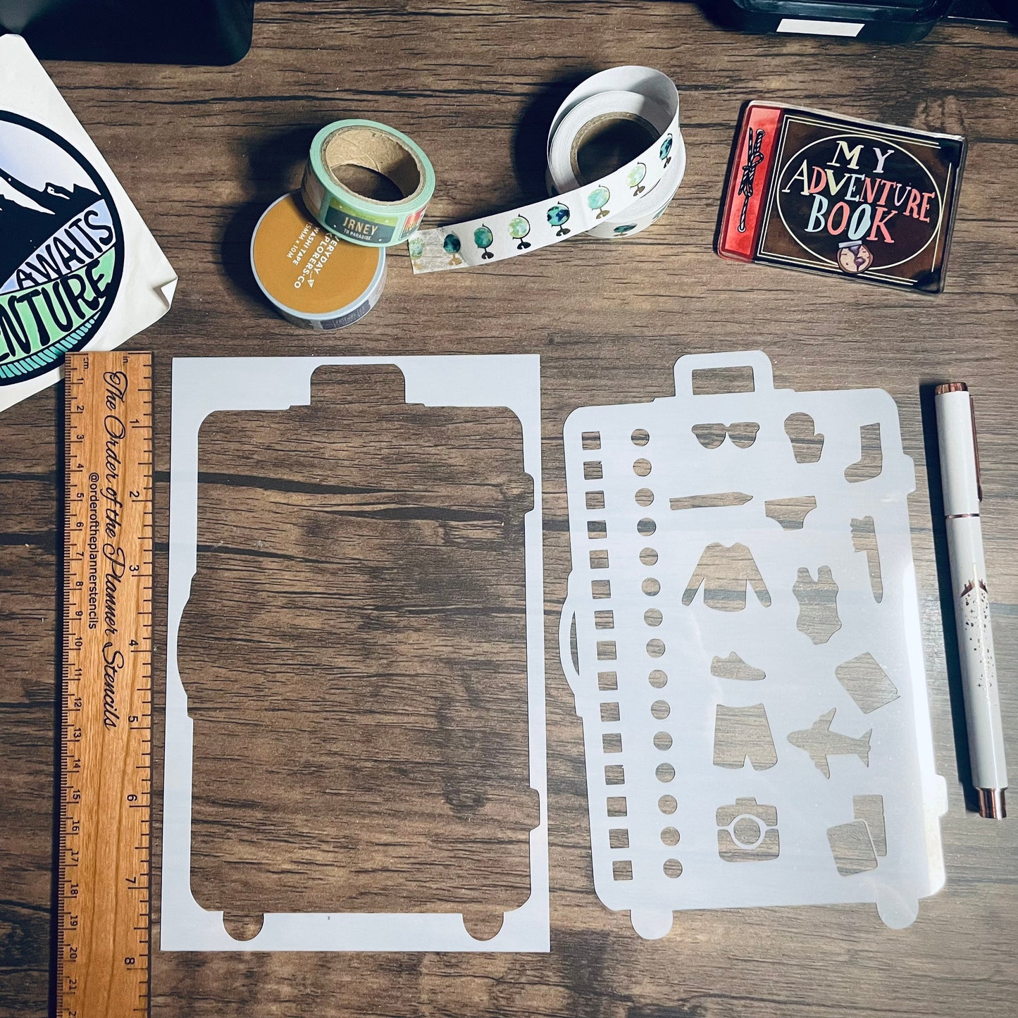 Packing List 2 piece Layout Stencil /Inking cover Planner/Bullet Journal/Art Journal/Inking Stencil