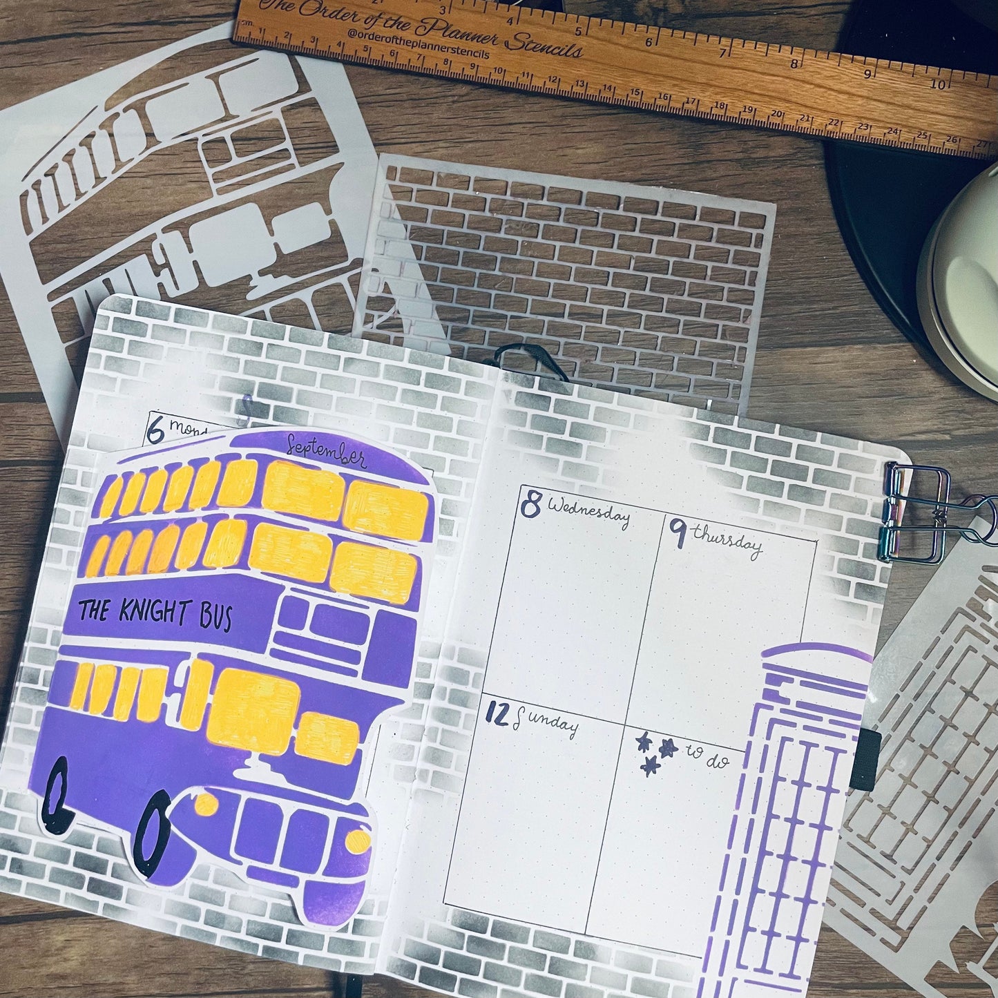 London Sidebars Stencil /Inking cover  Planner/Bullet Journal/Art Journal/Inking Stencil