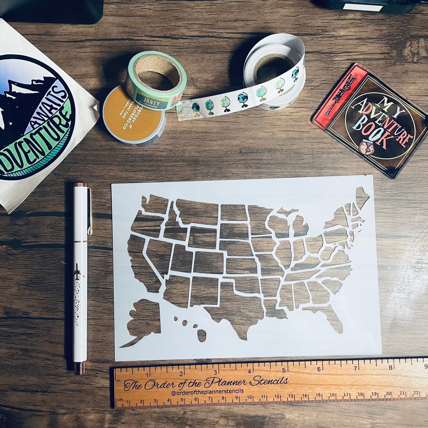 Large USA Stencil /Inking cover Planner/Bullet Journal/Art Journal/Inking Stencil