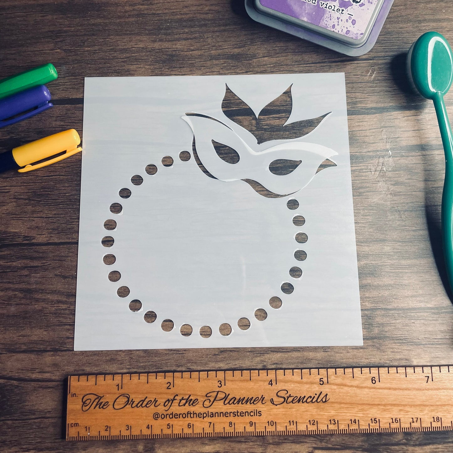 Mardi Gras Mask Wreath Stencil Planner/Bullet Journal/Art Journal/Inking Stencil/ bujo planner craft stencil inking card making