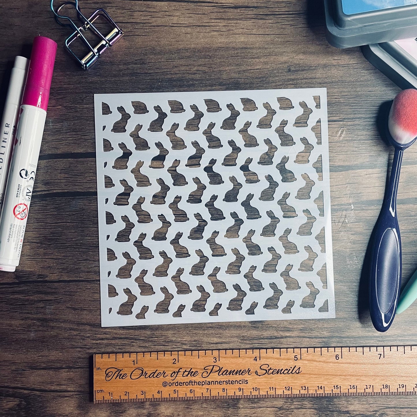 Bunnies Pattern Small Planner/Bullet Journal/Art Journal/Inking Stencil/ bujo planner craft stencil inking card making