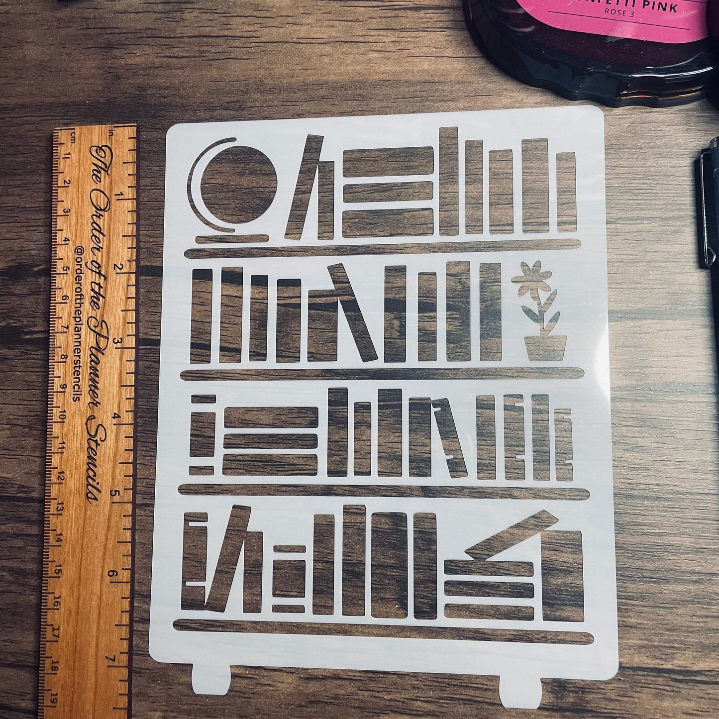 reading bookshelf stencil reading planner sized Lg Planner/Bullet Journal/Art Journal/Inking Stencil