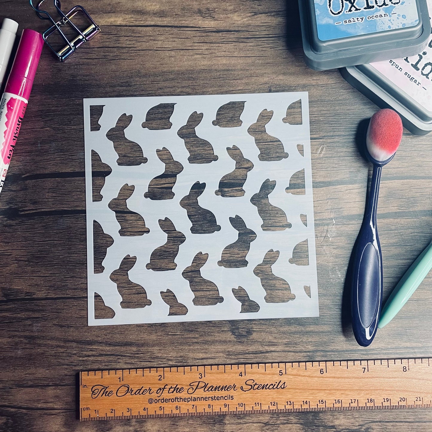 Bunnies Pattern Large Planner/Bullet Journal/Art Journal/Inking Stencil/ bujo planner craft stencil inking card making