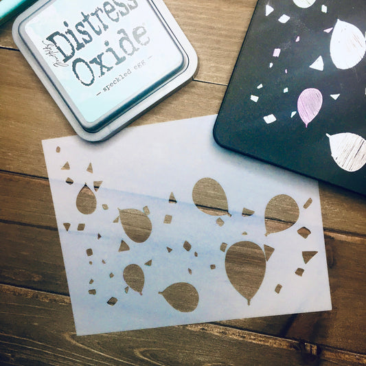 Balloons & Confetti Stencil /Inking cover  Planner/Bullet Journal/Art Journal/Inking Stencil