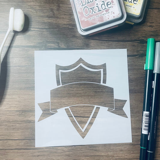Banner Crest Stencil Planner/Bullet Journal/Art Journal/Inking Stencil/ bujo planner craft stencil inking card making