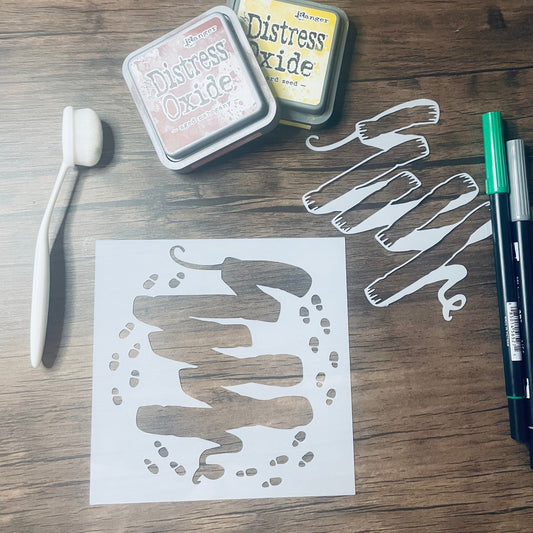 Banner Footprints Stencil Planner/Bullet Journal/Art Journal/Inking Stencil/ bujo planner craft stencil inking card making