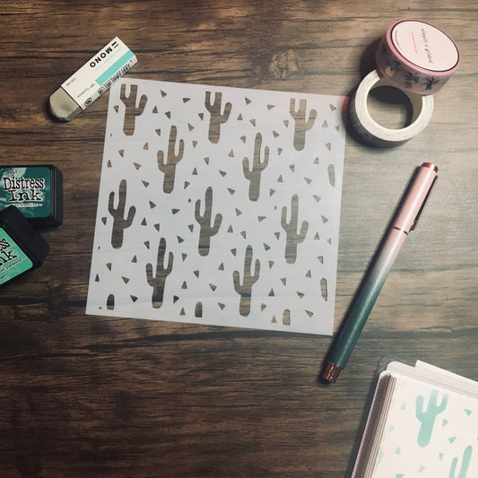 Cactus Pattern Stencil /Inking cover  Planner/Bullet Journal/Art Journal/Inking Stencil