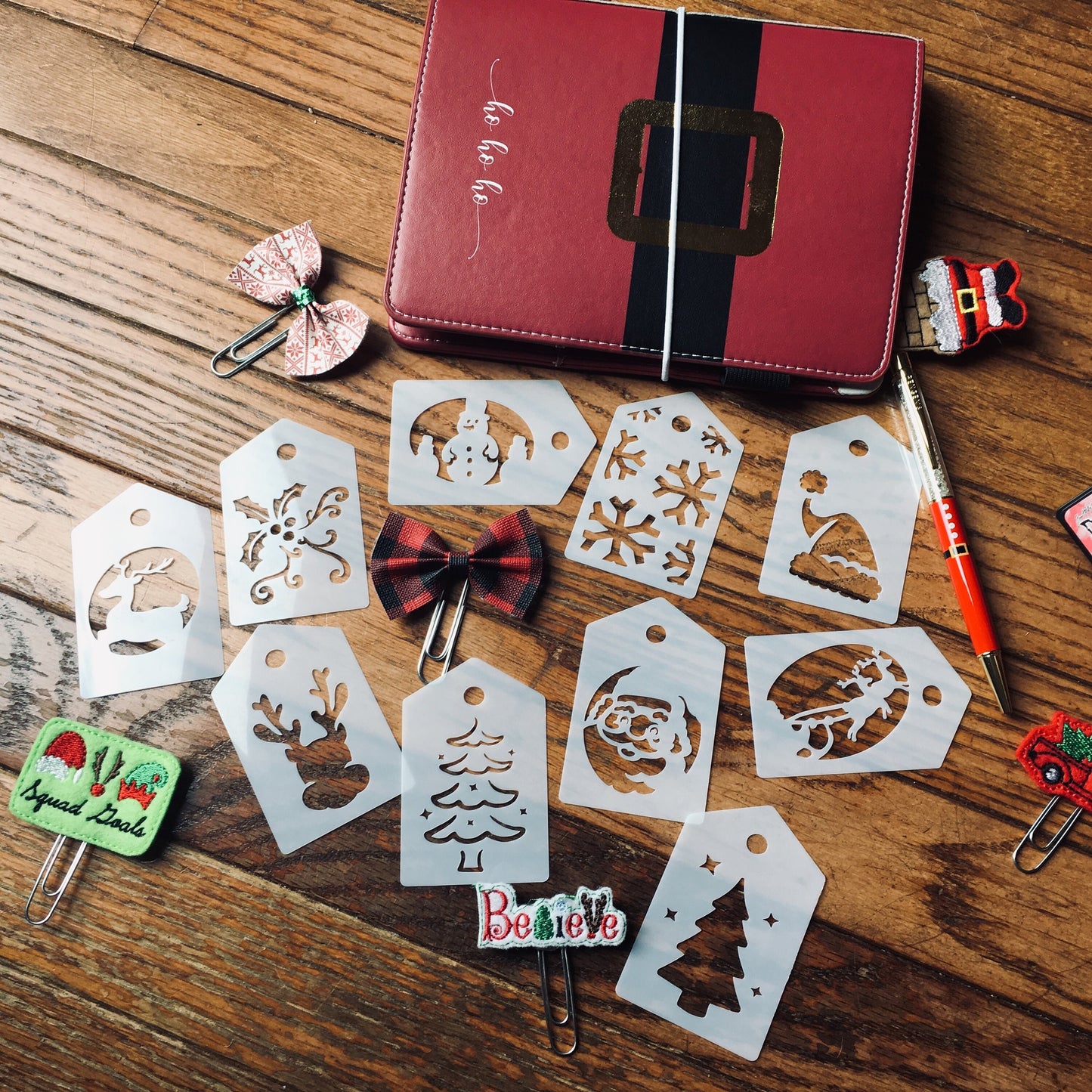 Christmas Tag Stencil Set of 10 Planner/Bullet Journal/Art Journal/Inking Stencil/holiday DIY Christmas Cards Christams Tags