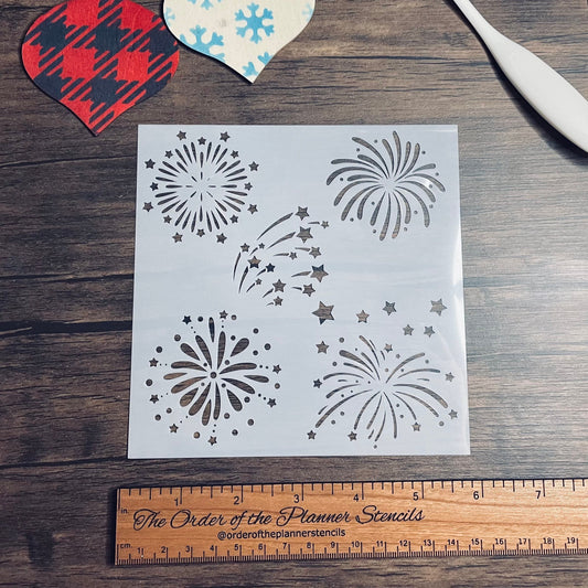 Firework Variety Stencil  Planner/Bullet Journal/Art Journal/Inking Stencil/holiday DIY Christmas Cards Christams Tags