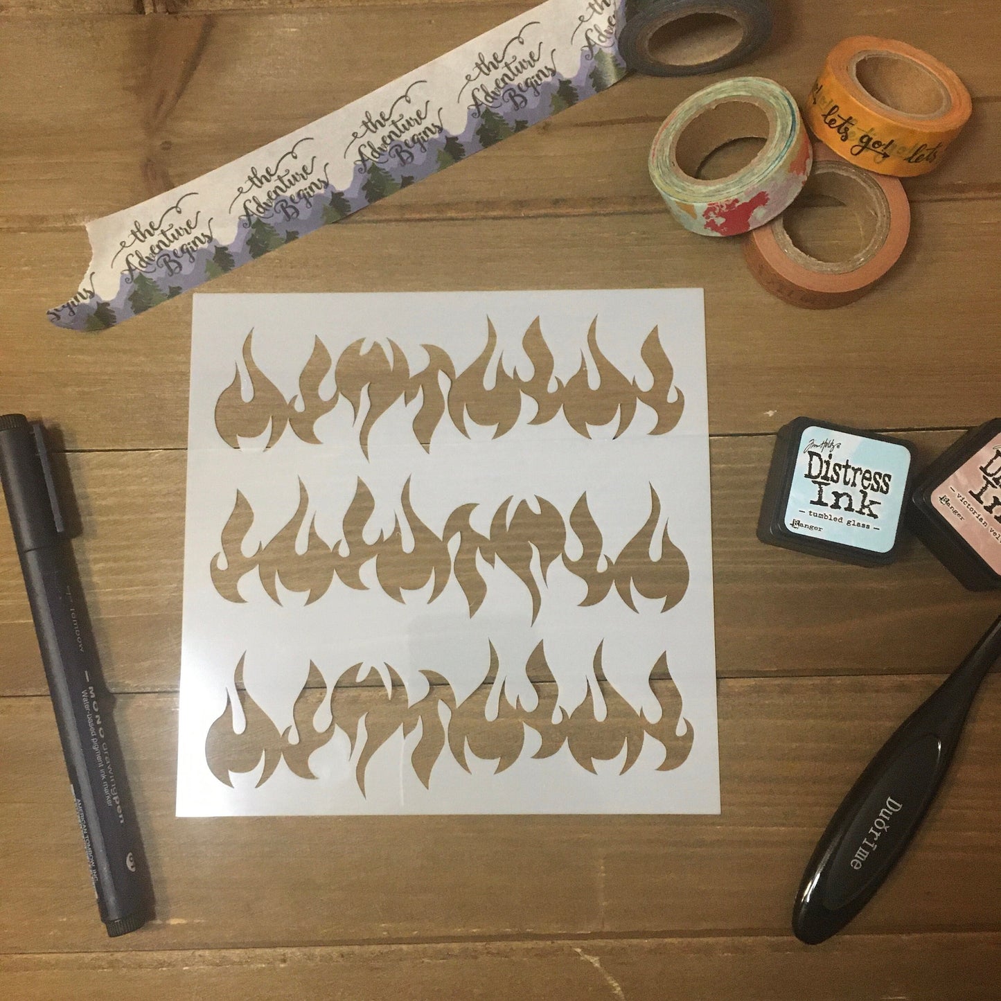 Flames Stencil /Inking cover  Planner/Bullet Journal/Art Journal/Inking Stencil