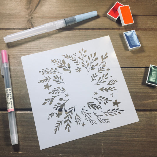 Floral Wreath Stencil /Inking cover  Planner/Bullet Journal/Art Journal/Inking Stencil