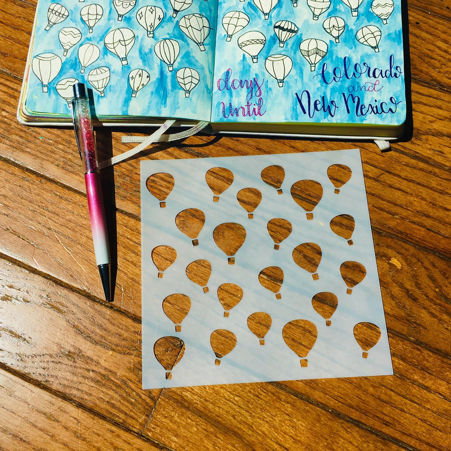 Hot Air Balloon Cover  Stencil-Art Journal, Planner Stencil, cookie stencil, Jouraling