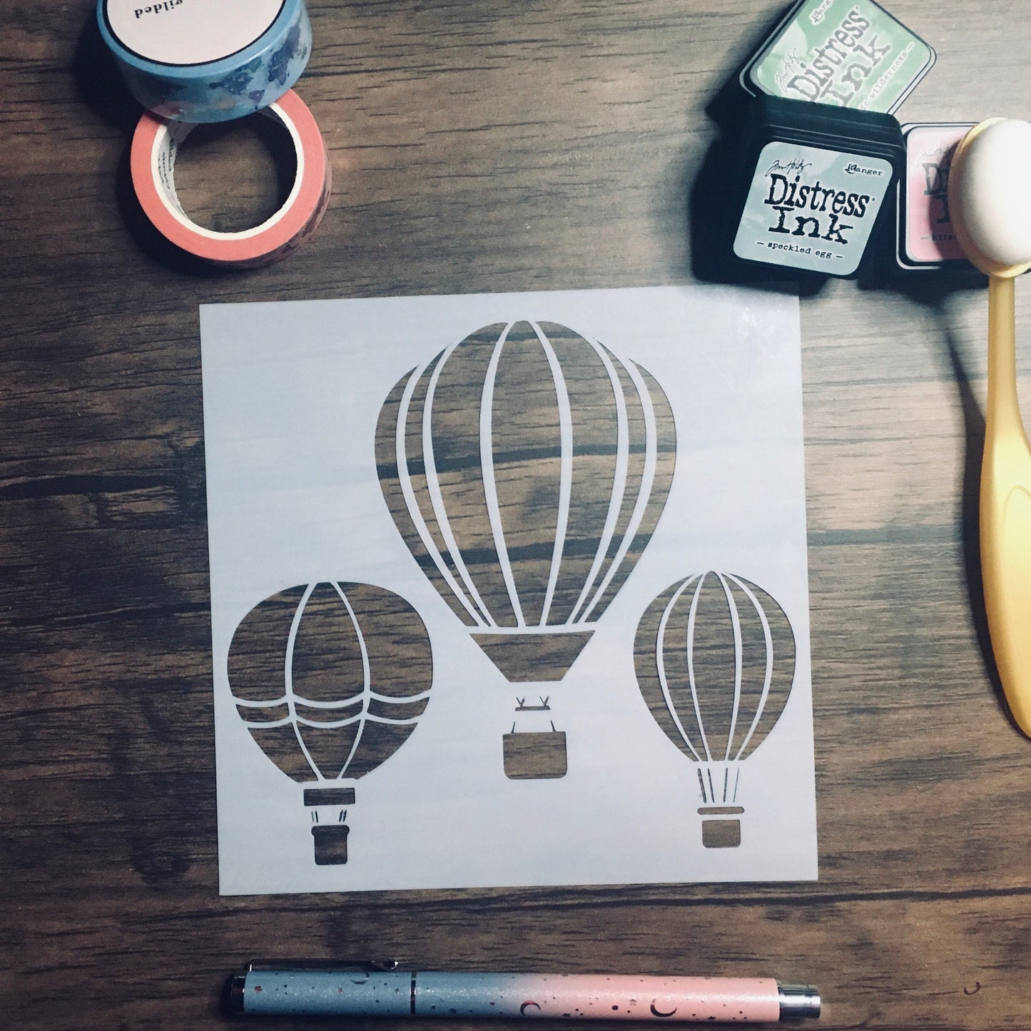 Hot Air Balloons Stencil /Inking cover  Planner/Bullet Journal/Art Journal/Inking Stencil