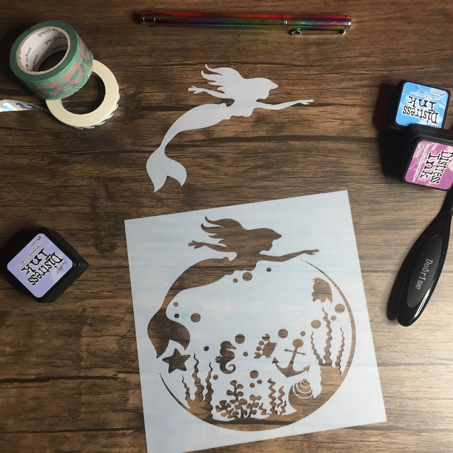 Life is the Bubbles 2 piece Mermaid Stencil /Inking cover Planner/Bullet Journal/Art Journal/Inking Stencil Ocean