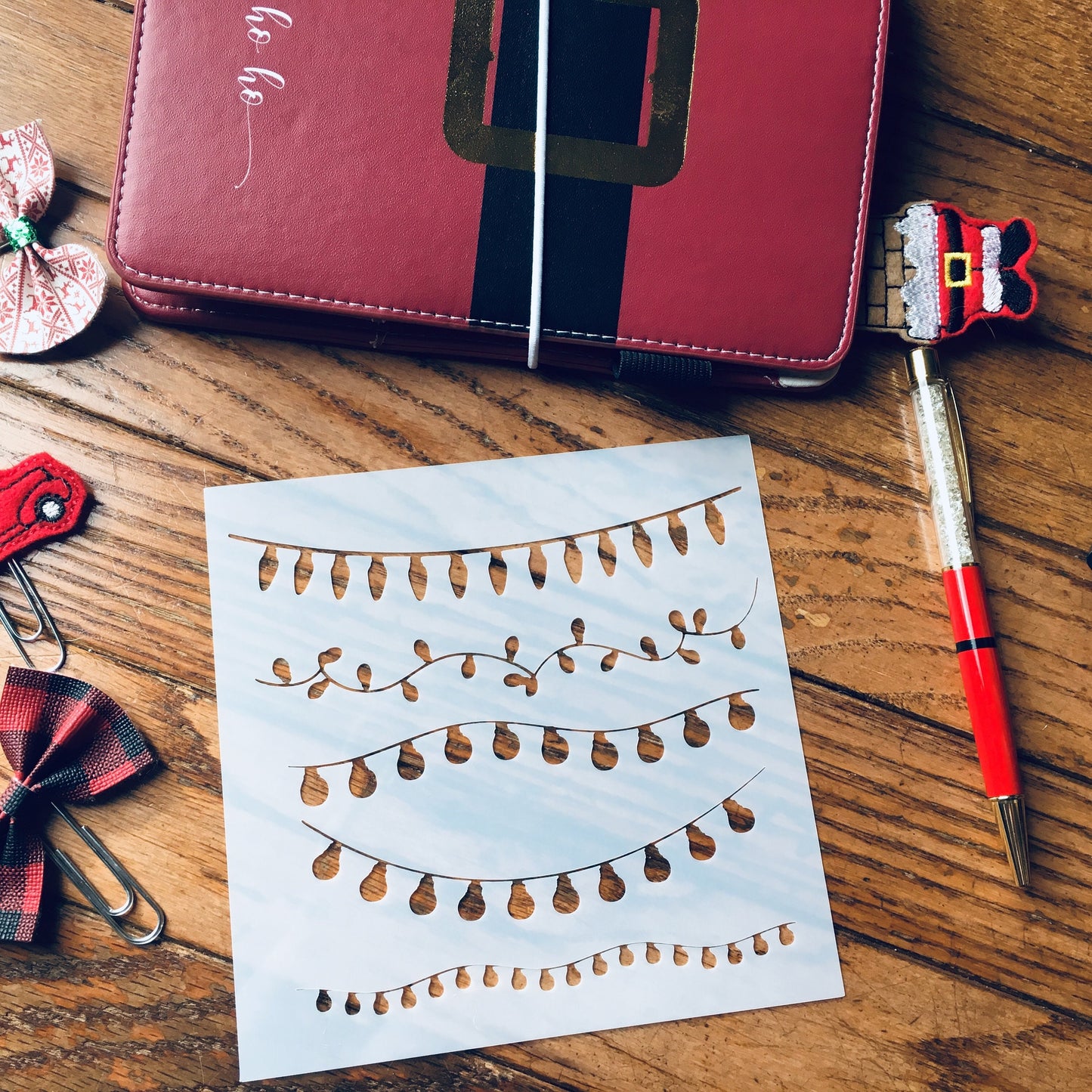 Light Strands Planner/Bullet Journal/Art Journal/Inking Stencil/holiday DIY Christmas Cards Christams Tags