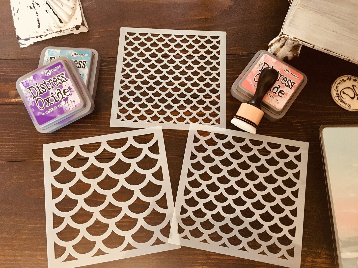 Mermaid Scale Stencil-Journaling Basics-planner stencil, cookie Stencil  (in 3 sizes!) Distress Inking pattern, Dragon Scales, Dragon egg